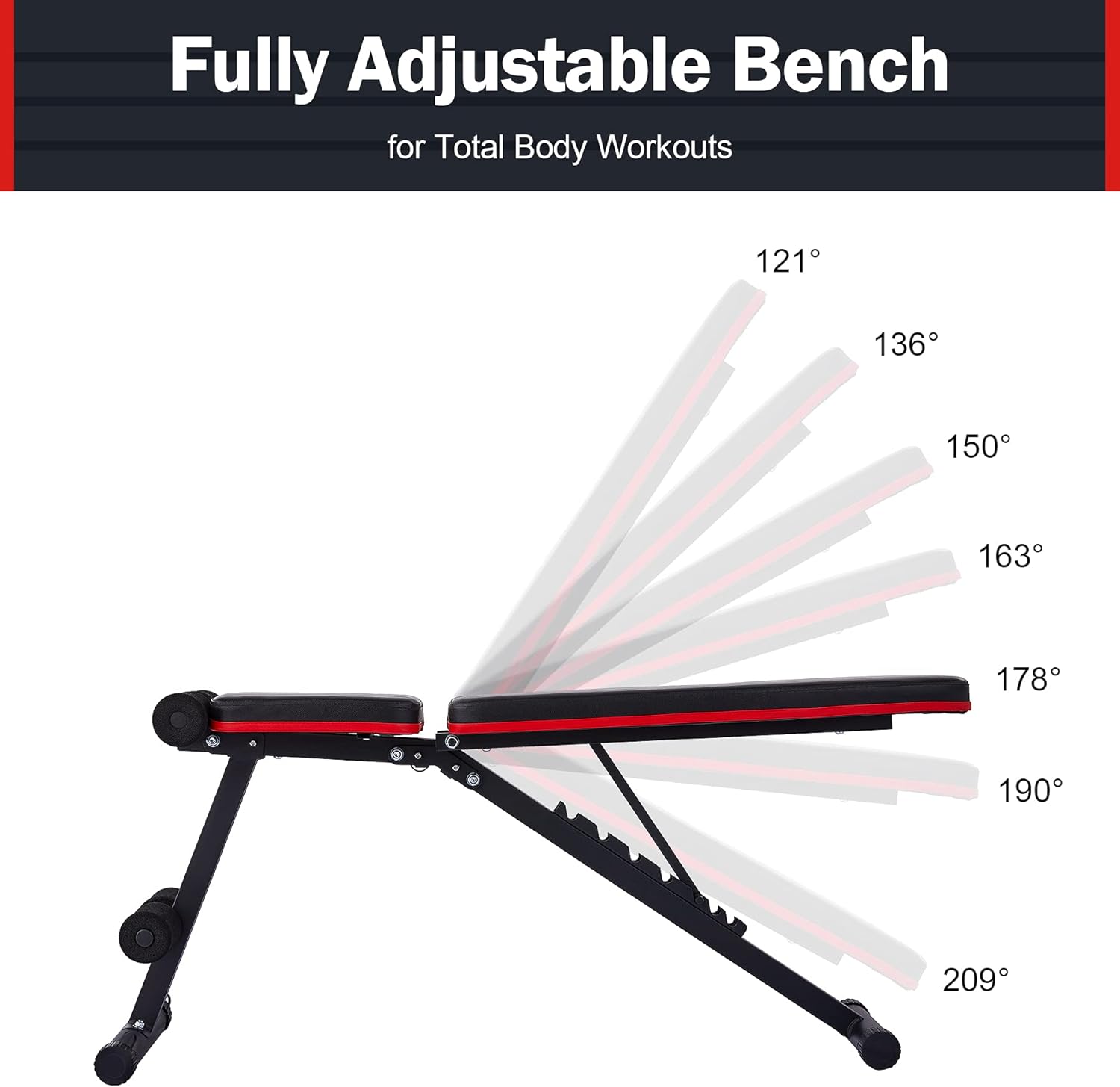 ZELUS Adjustable Weight Bench and Resistance Band Set, Bench Press Bench and Exercise Bands for Home Gym Strength Training, Workout Bench for Home Dumbbell Barbell Kettlebell Fitness and More Pack of 2