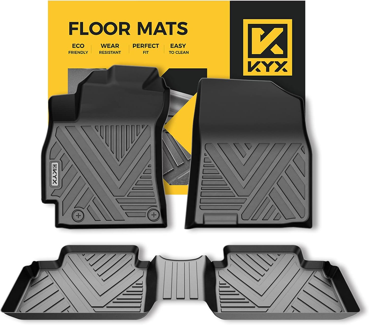 KYX Floor Mats Fits for 2021 2022 Hyunda-i Elantra (Not fits for Hybrid), All Weather Protection Floor Liners 1st and 2nd Row Front & Rear, Car Mats TPE Black
