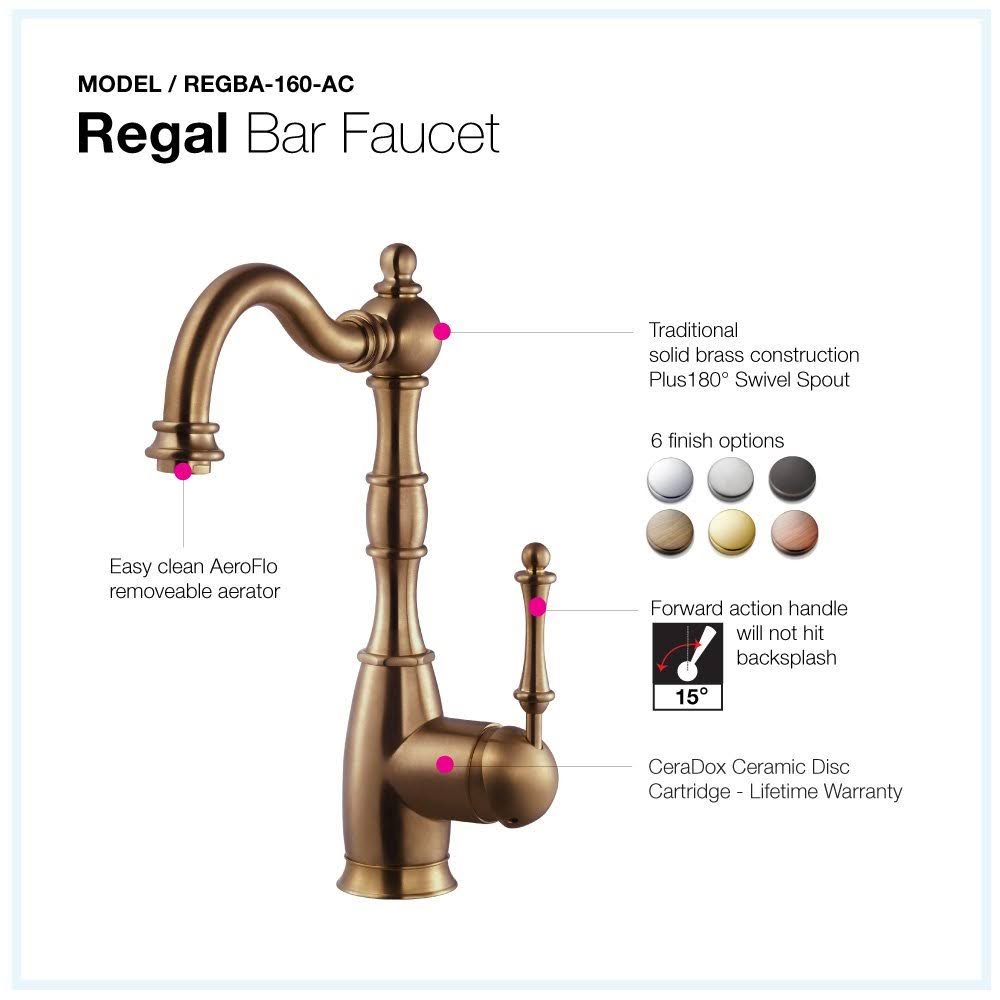 Houzer Regal Traditional Kitchen Faucet with CeraDox Technology, Antique Copper (regba-160-ac)