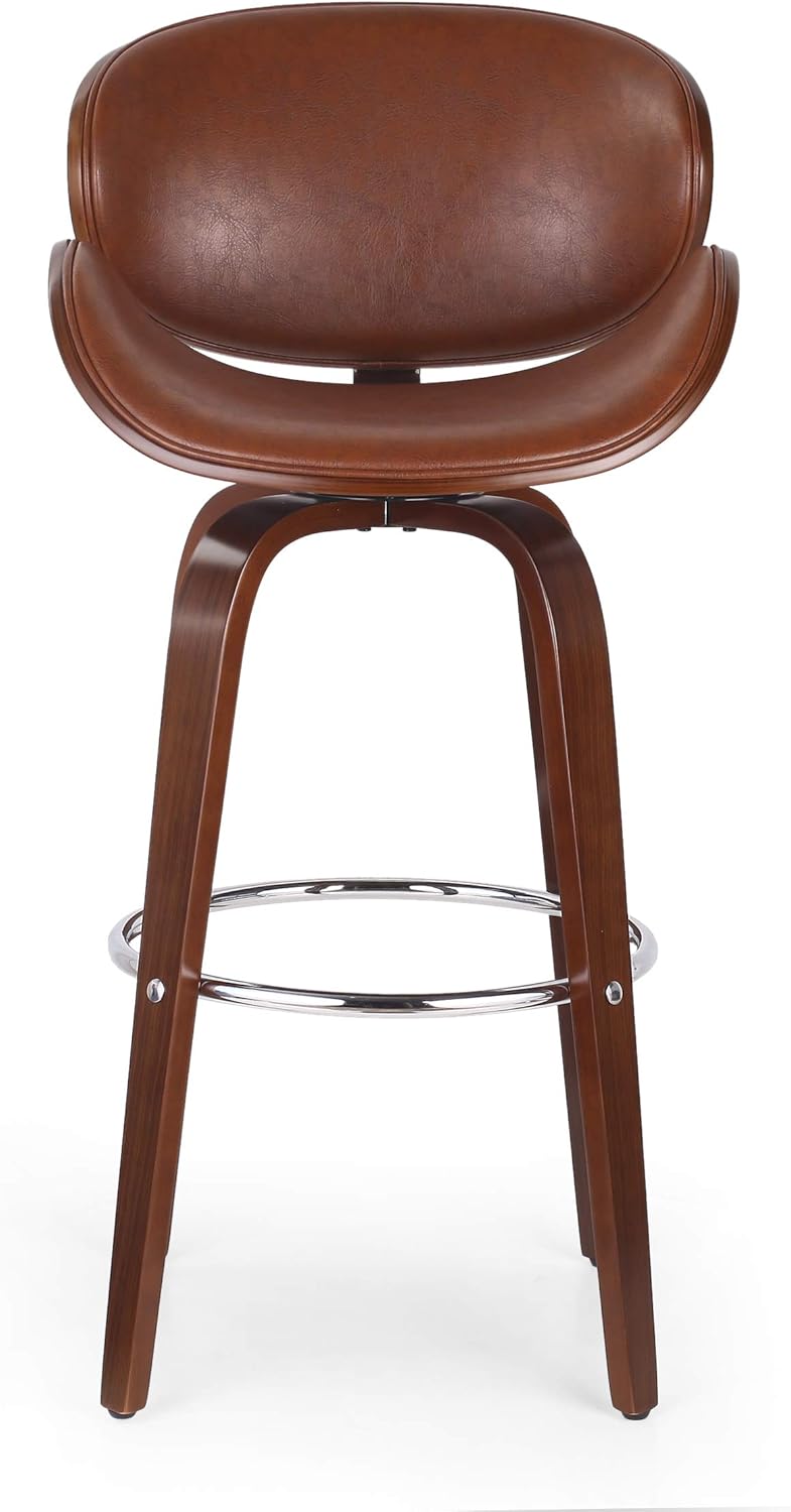 Christopher Knight Home Jakin Barstool, Midnight Black + Chrome + Walnut