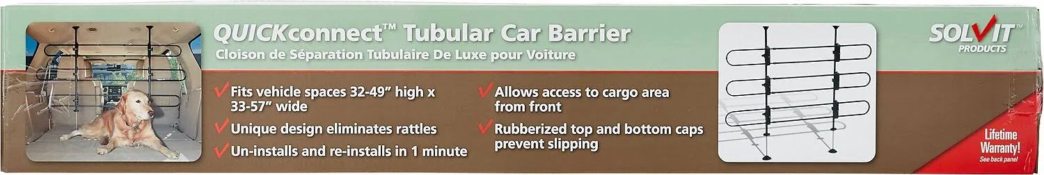 Solvit Quick Connect Adjustable Tubular Vehicle Barrier, Black