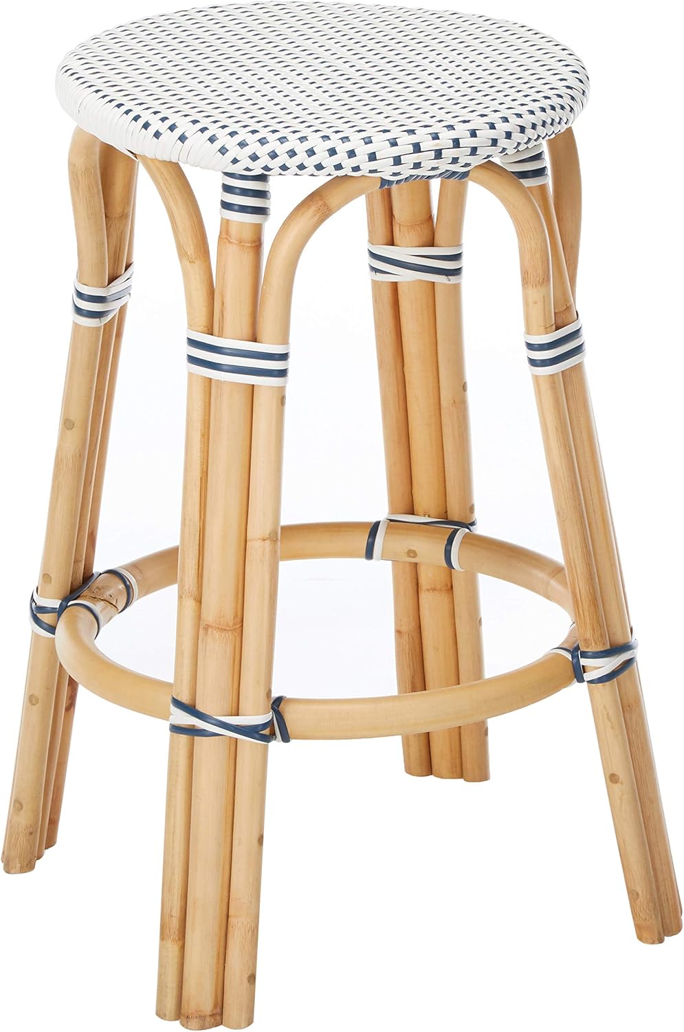 KOUBOO Bistro Backless Counter Stool White & Navy