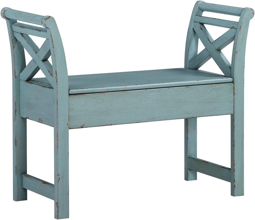 Signature Design by Ashley Abbonto Traditional Accent Bench with Hidden Storage Under Seat, Brown