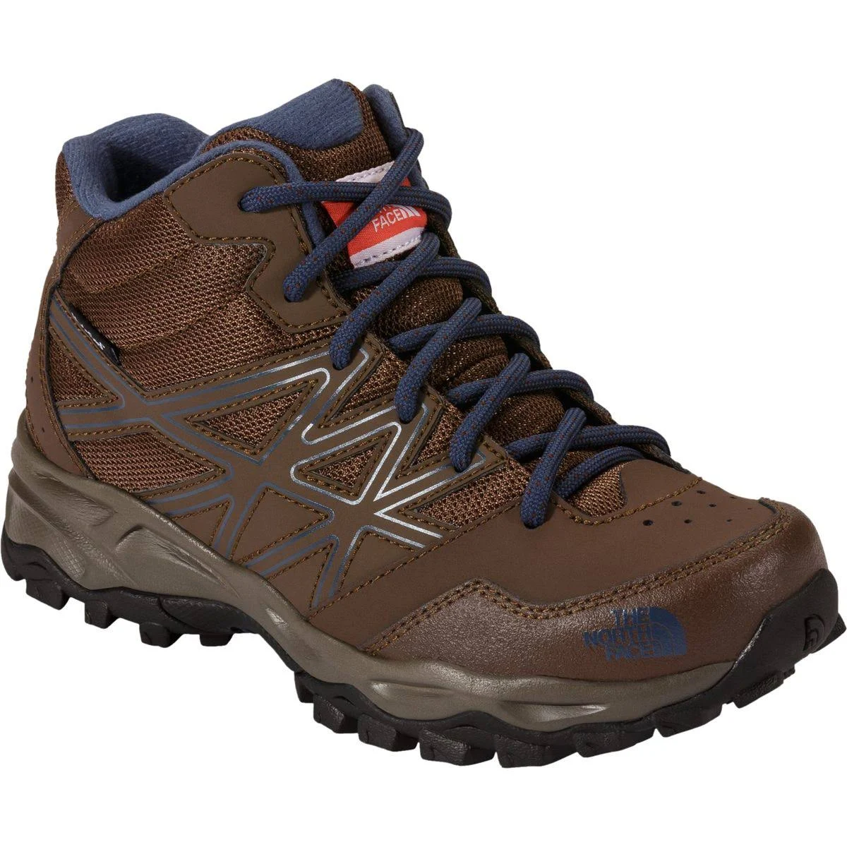 The North Face Hedgehog Mid Waterproof Hiking Shoe - Kids& Carafe Brown/Shady Blue, 3.5
