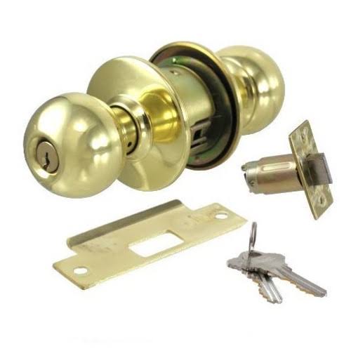 Polished Brass Entry Lockset (2-3/4x22 Backset)
