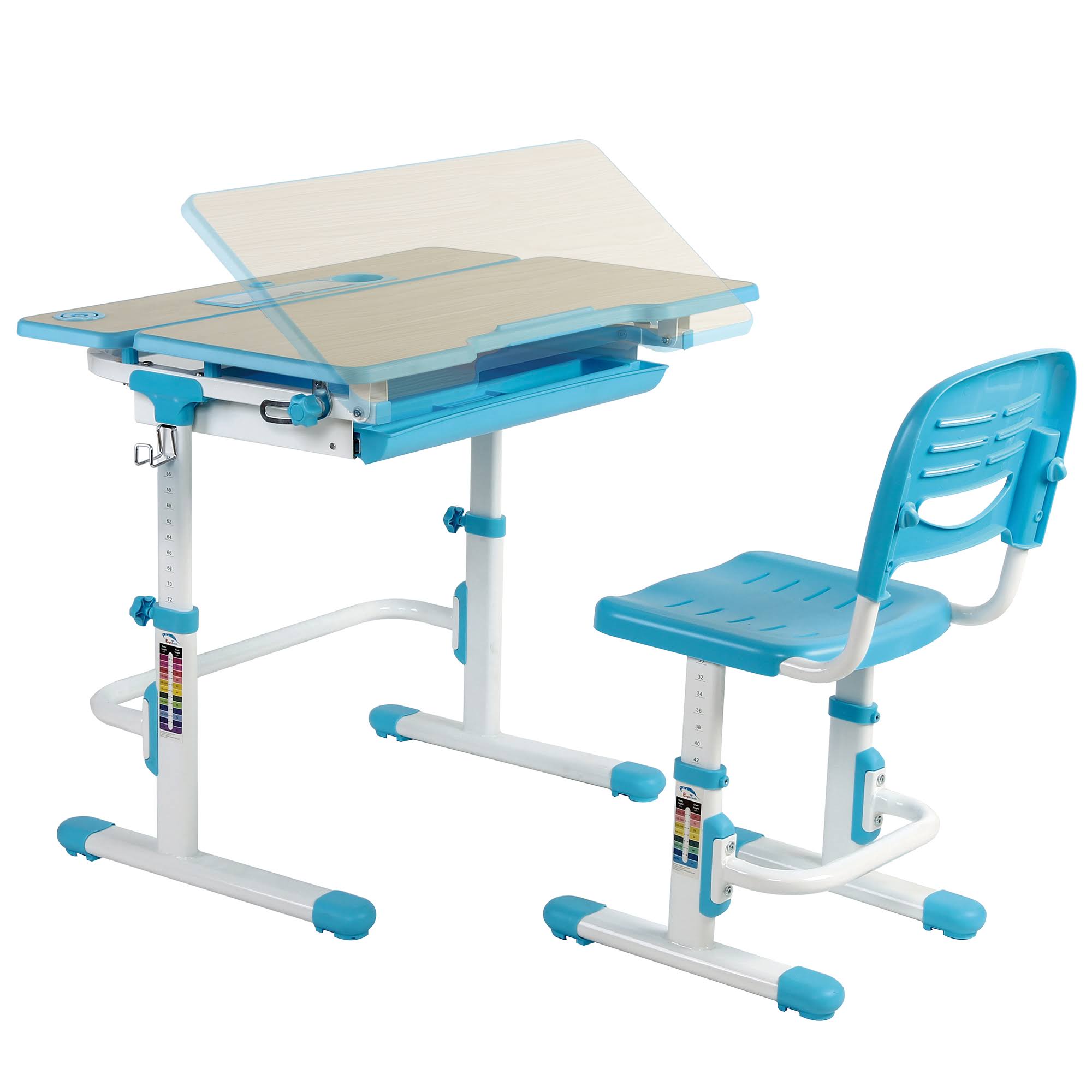 Vivo Deluxe Height Adjustable Children's Desk & Chair Kids Interactive Work Station Blue (DESK-V402B)