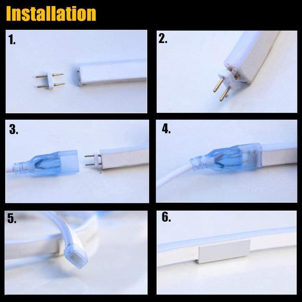 US Stock LED Rope Lights, Flat Flexible LED Light Strip Kit Waterproof Light 110V Indoor/Outdoor Use, Inter-Connectable Decorative Lighting for Kitchen Backyards Garden Party Windows (100FT, Blue)