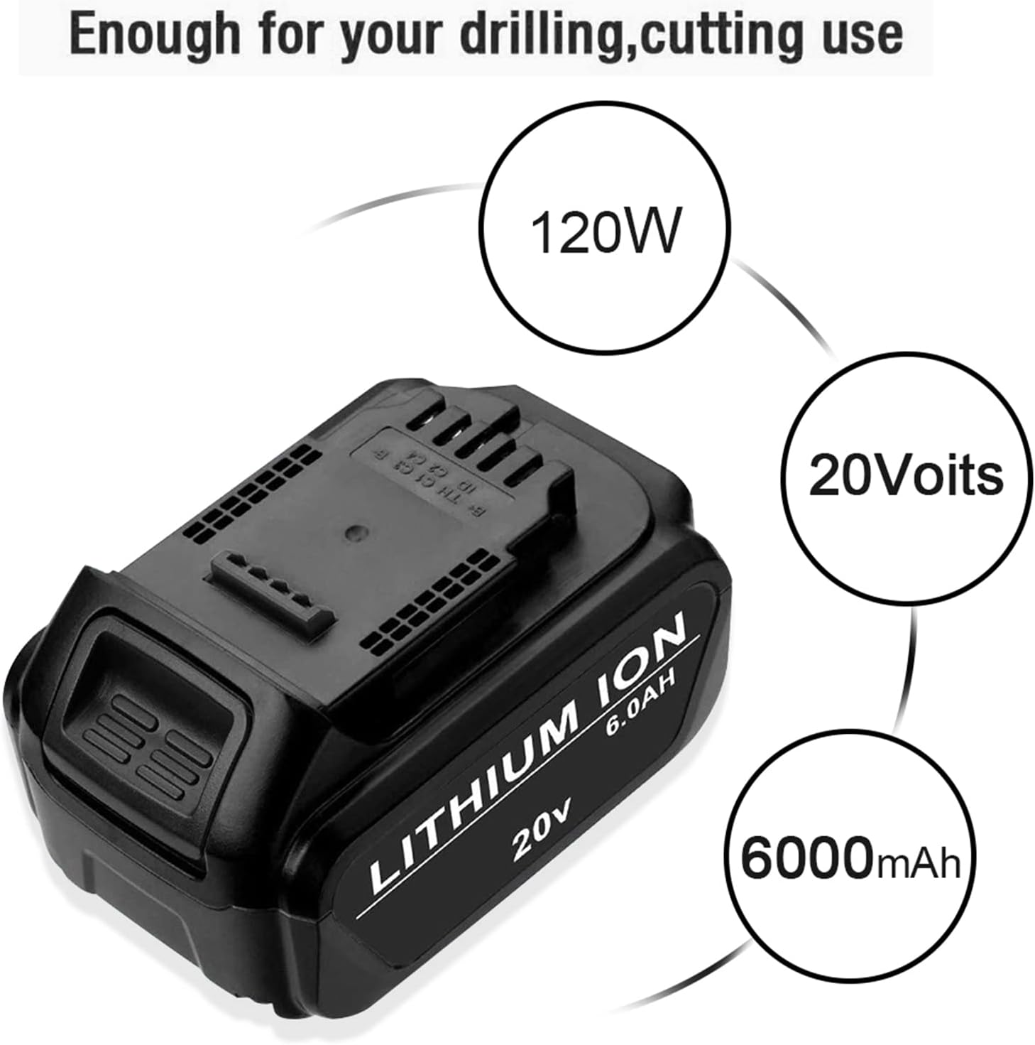 Akkucore 2Pack 6.0Ah 20V DCB200 Battery Replacement for Dewalt 20V Battery Compatible with Dewalt 20V Max XR Cordless Tools DCB205 DCB204 DCB206 DCB205 DCB206 DCD/DCF/DCG Series Pack of 2