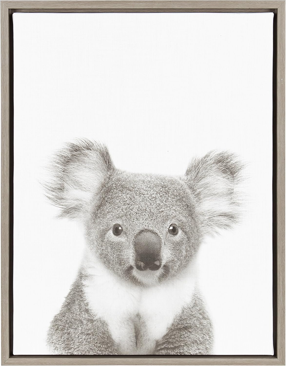 Kate and Laurel Sylvie Koala Framed Canvas by Simon Te Tai, 18x24, Gray Pack of 2