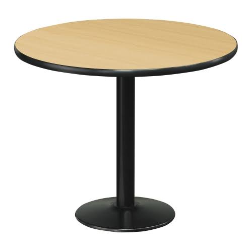 NBF Cafe AU Lait 36x22 Round Standard Height Table Walnut Top/Black Base Signature Series (T36RD-B1922)