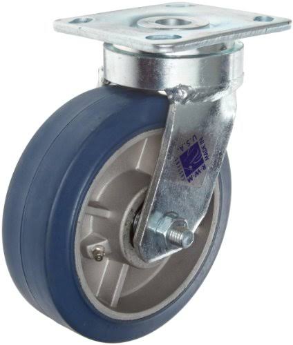 RWM Casters Freedom 48 Series Plate Caster Swivel Rubber on Aluminum Wheel Ball Bearing 615 lbs Capacity 6 Dia 2 Width 7-1 Mount