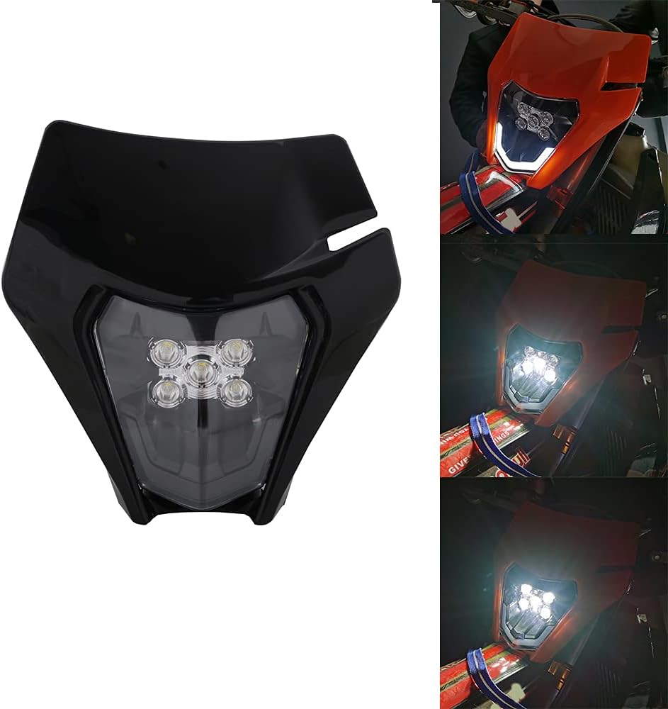 JFG RACING Dirtbike Headlight,LED Enduro Pit Bike Light Kit Universal for Most Dirt Pit Bike Motorcycle(Orange)