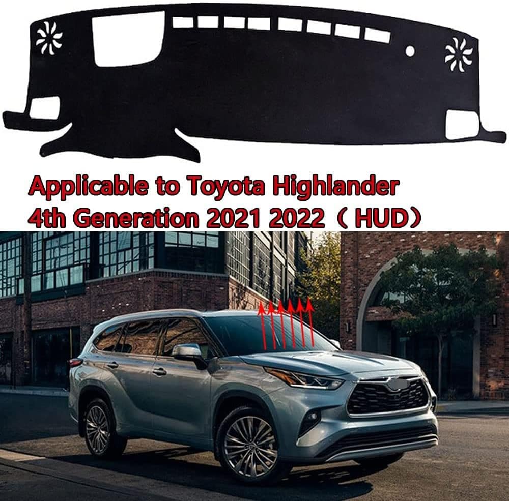 XHQ Dashboard Cover Mat Carpet Car Dash Board Interior Accessories for Toyota Highlander 4th Generation 2021 2022 Reduces Glare Eliminates Cracking Protect The Interior(HUD)