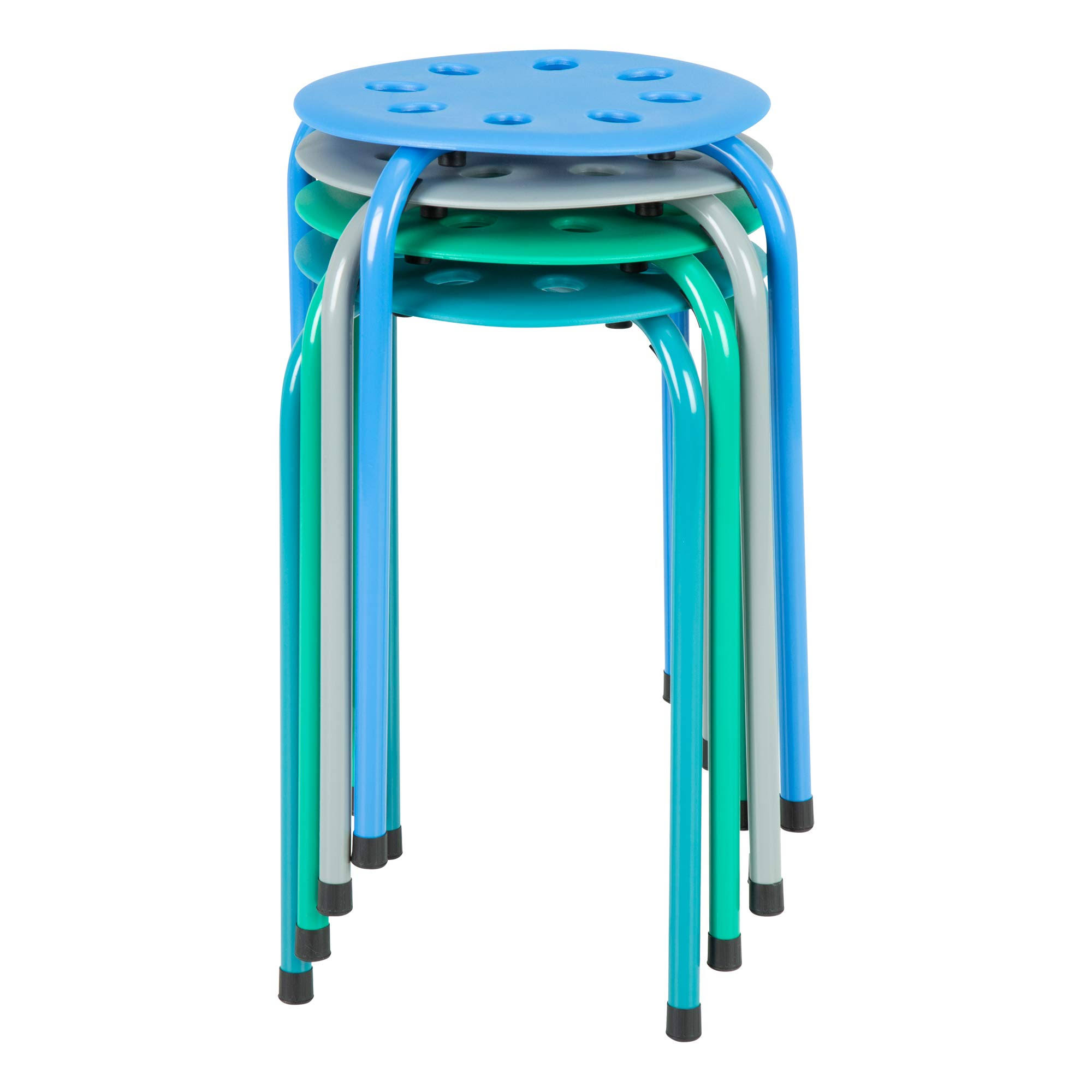 Norwood Commercial Furniture Assorted Contemporary Color Stacking Stool Set &ndash; Stackable Nesting Stools/Chairs for Kids and Adult