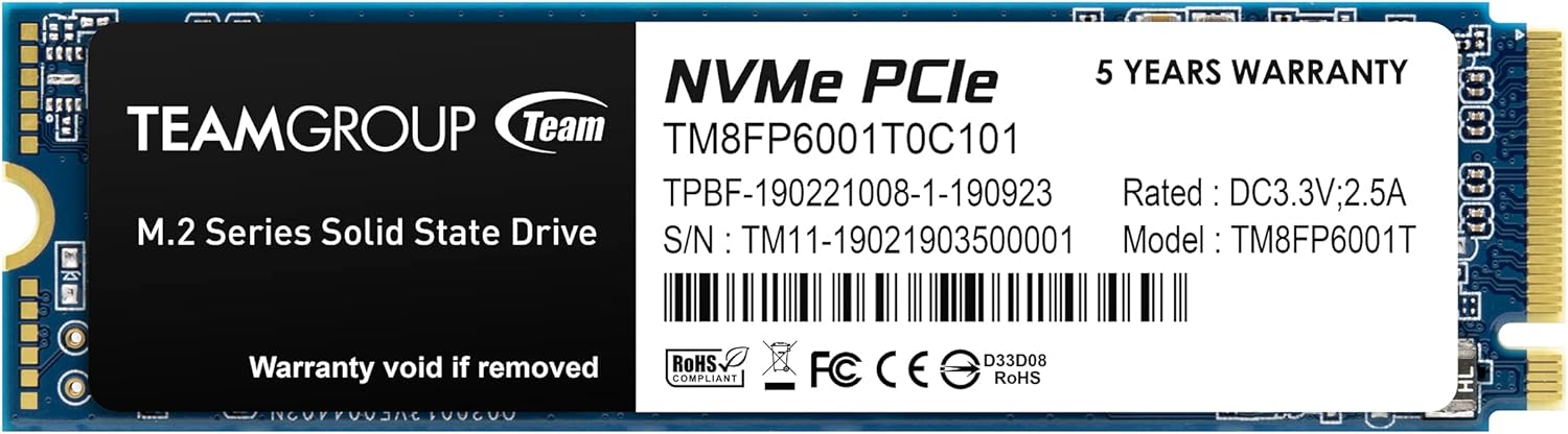 TEAMGROUP MP33 256GB SLC Cache 3D NAND TLC NVMe 1.3 PCIe Gen3x4 M.2 2280 Internal Solid State Drive SSD (Read/Write Speed up to 1,600/1,000 MB/s) Compatible with Laptop & PC Desktop TM8FP6256G0C101