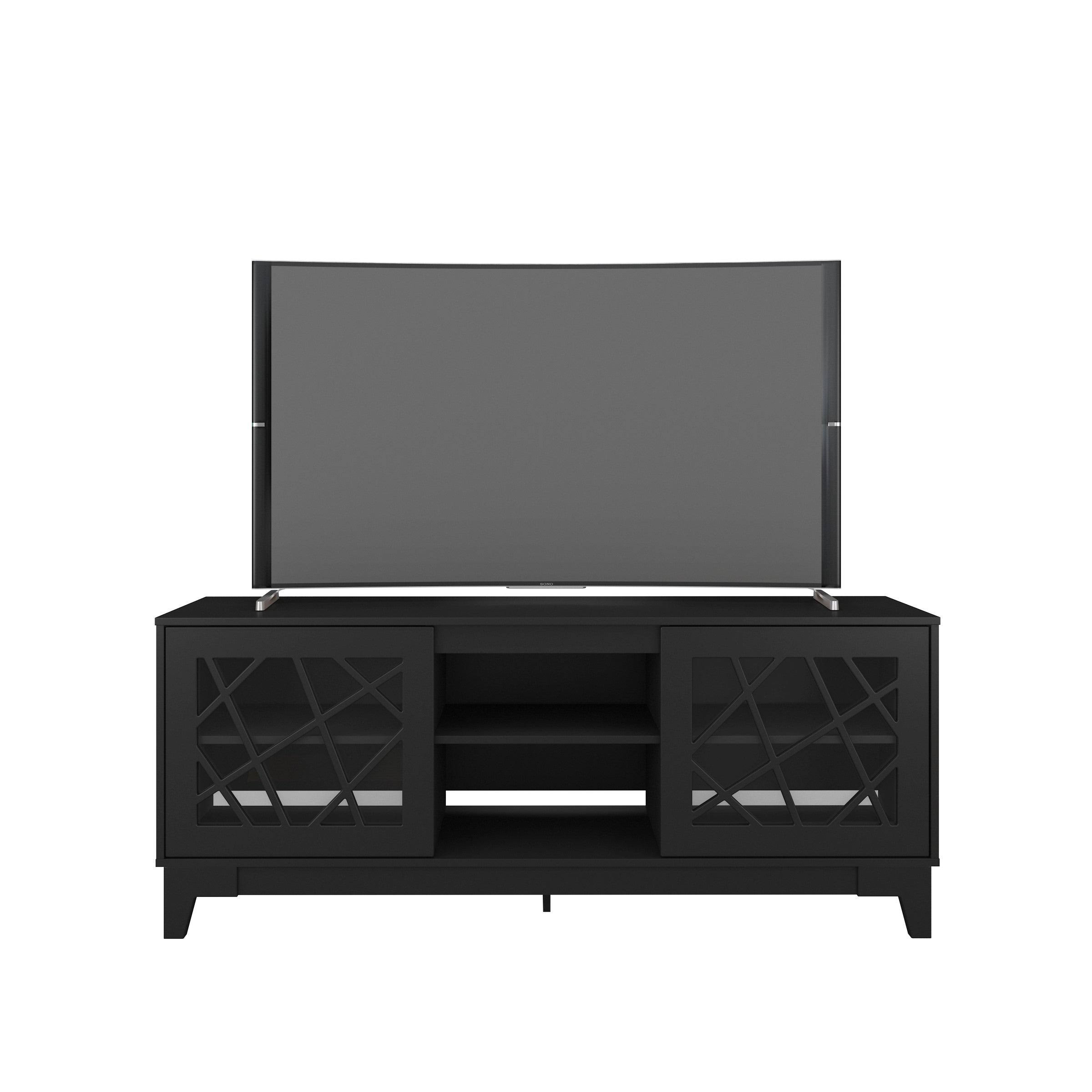 Nexera Graphik 63-Inch TV Stand - Black and Bark Grey