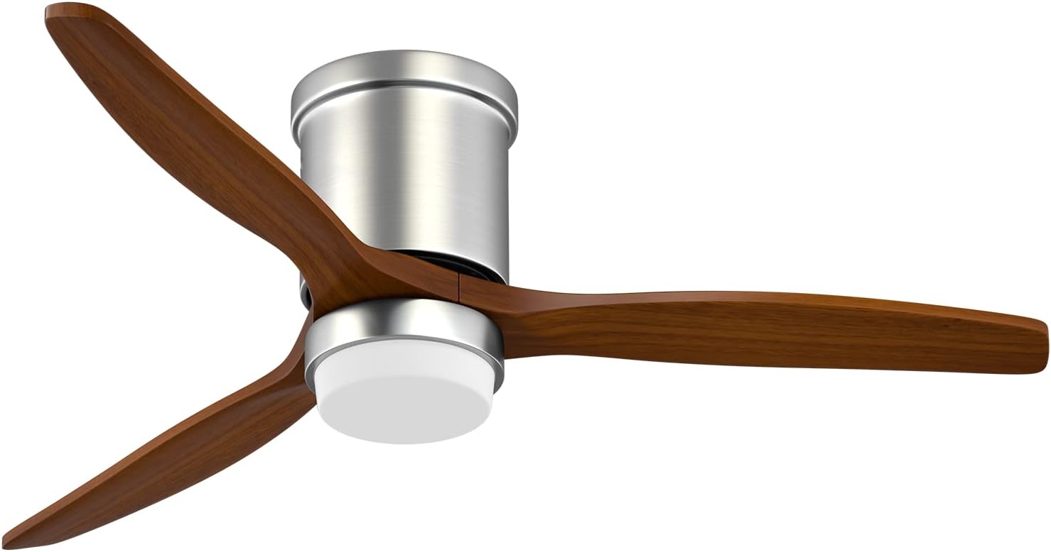 CLUGOJ Ceiling Fan with Lights Remote Control 52''Outdoor Low Profile Ceiling Fan Wood Low Profile Ceiling Fan Reversible DC Motor and Matte Black