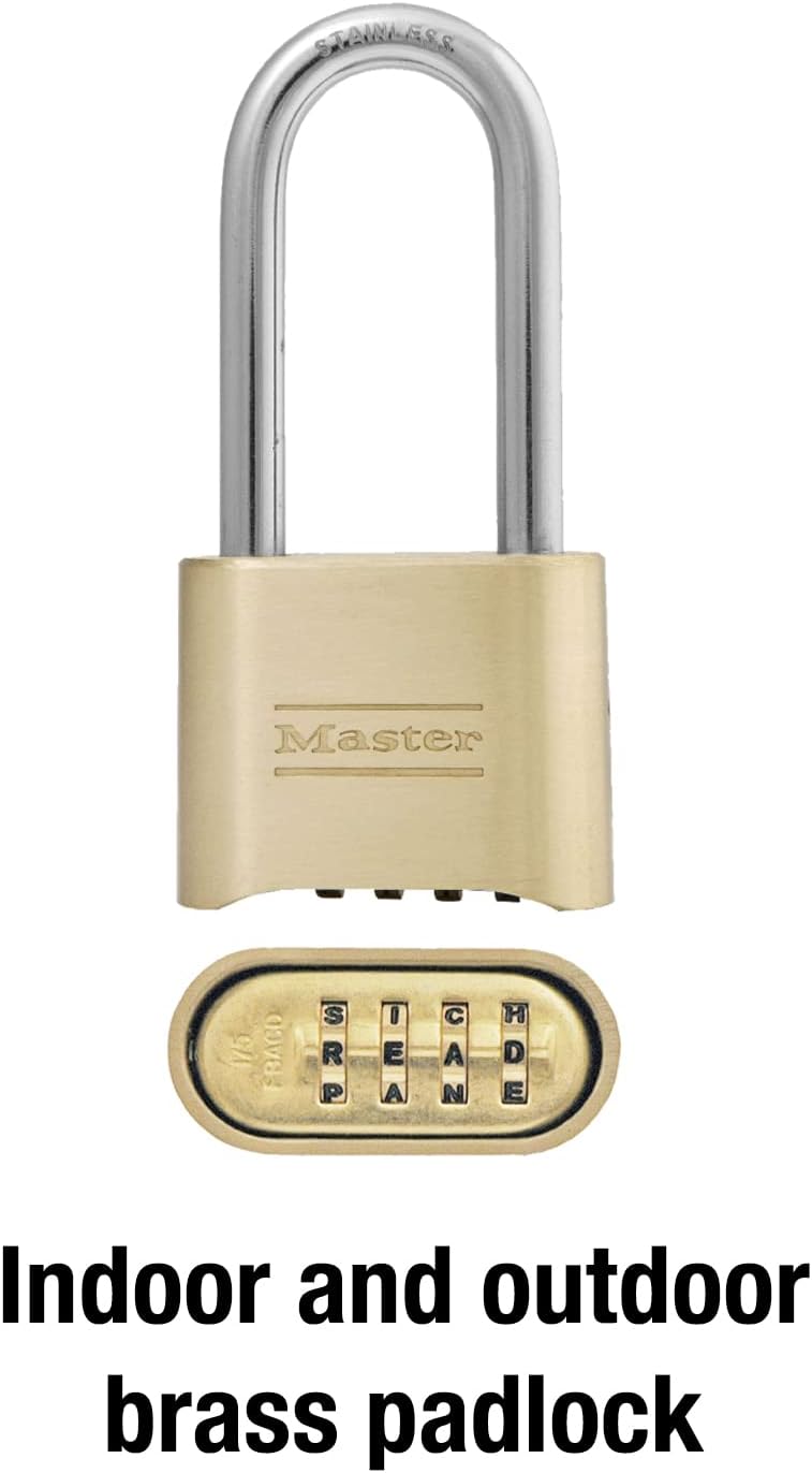 Master Lock 175DLHWD Set Your Own Word Combination Padlock 2-1/4 in. Shackle Brass Finish