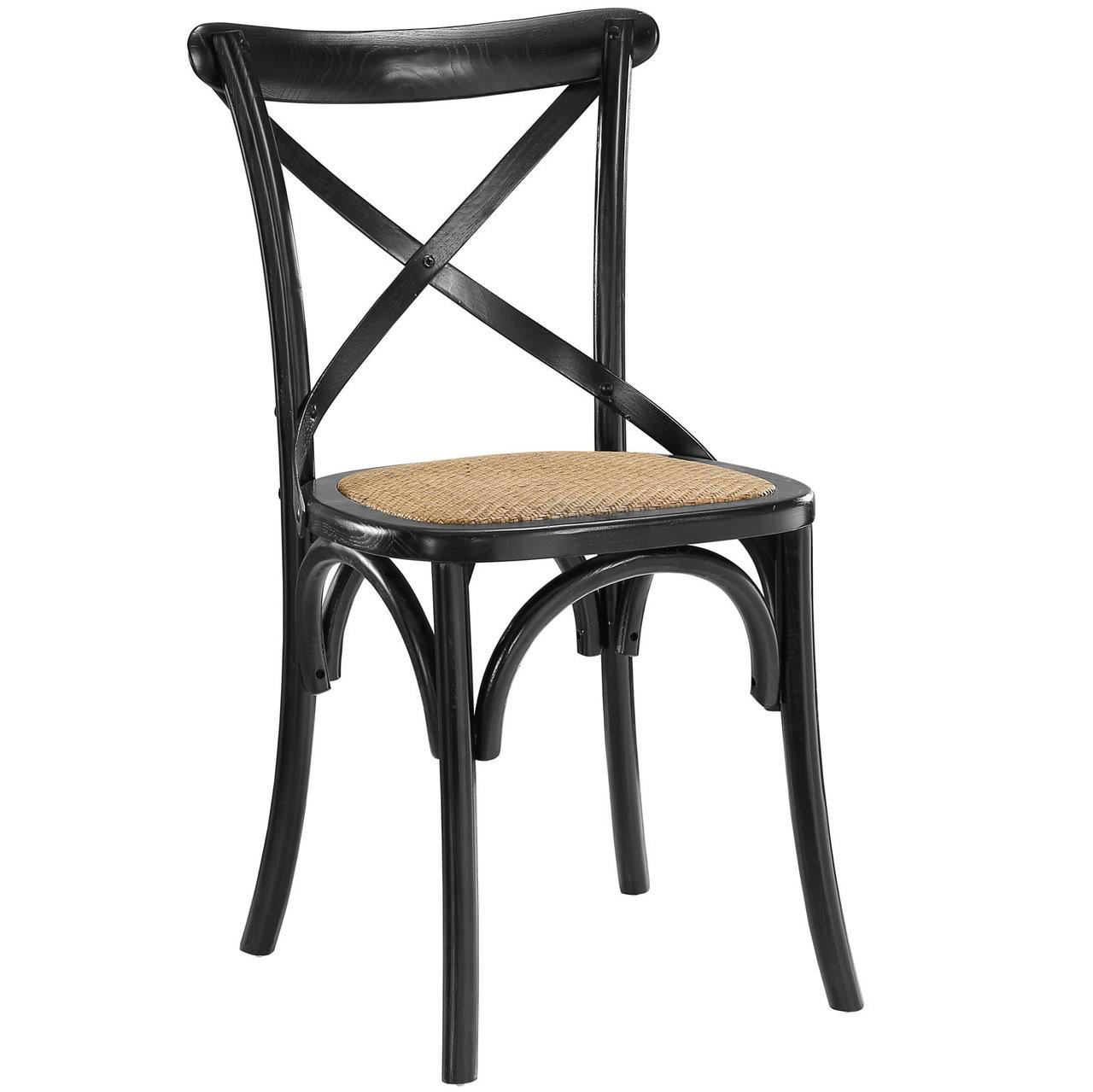 Modern Urban Contemporary Dining Side Chair, Black Wood