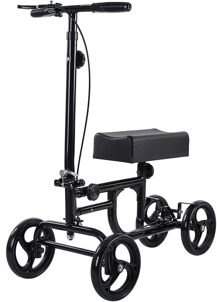 ELENKER Economy Knee Walker Steerable Medical Scooter Crutch Alternative Black