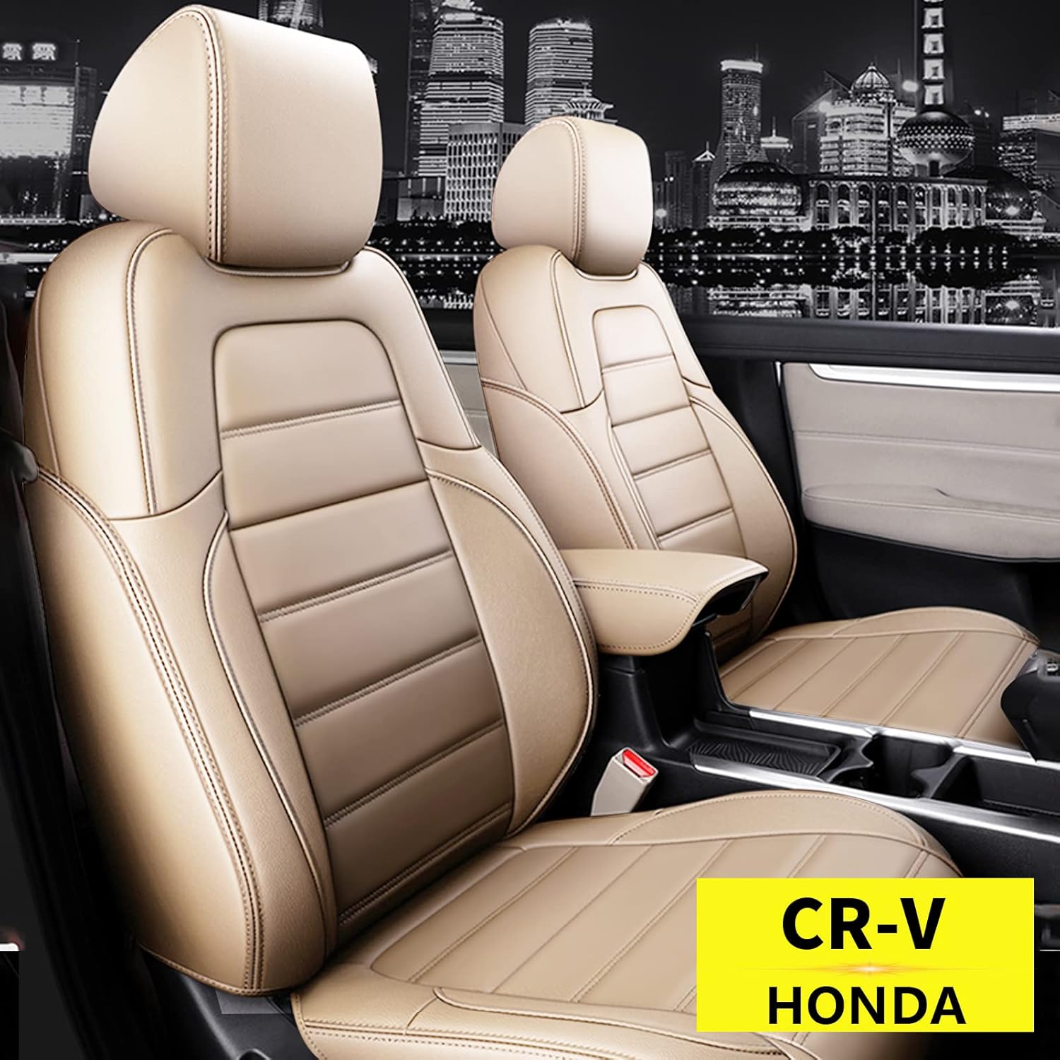 AOMSAZTO Custom Fit for Honda CR-V Faux Leather Car Seat Covers Full Set Compatible for 2015 2016 CRV Seat Protector Compatible Airbag Honda CRV Accessories(Black, 2015-2016 CRV)