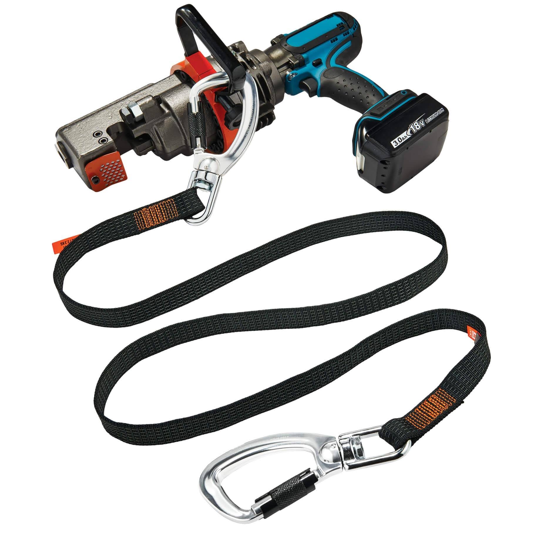 Ergodyne 3139 40 lbs. Black Standard Dual Double-Locking Carabiner with Swivel Tool Lanyard