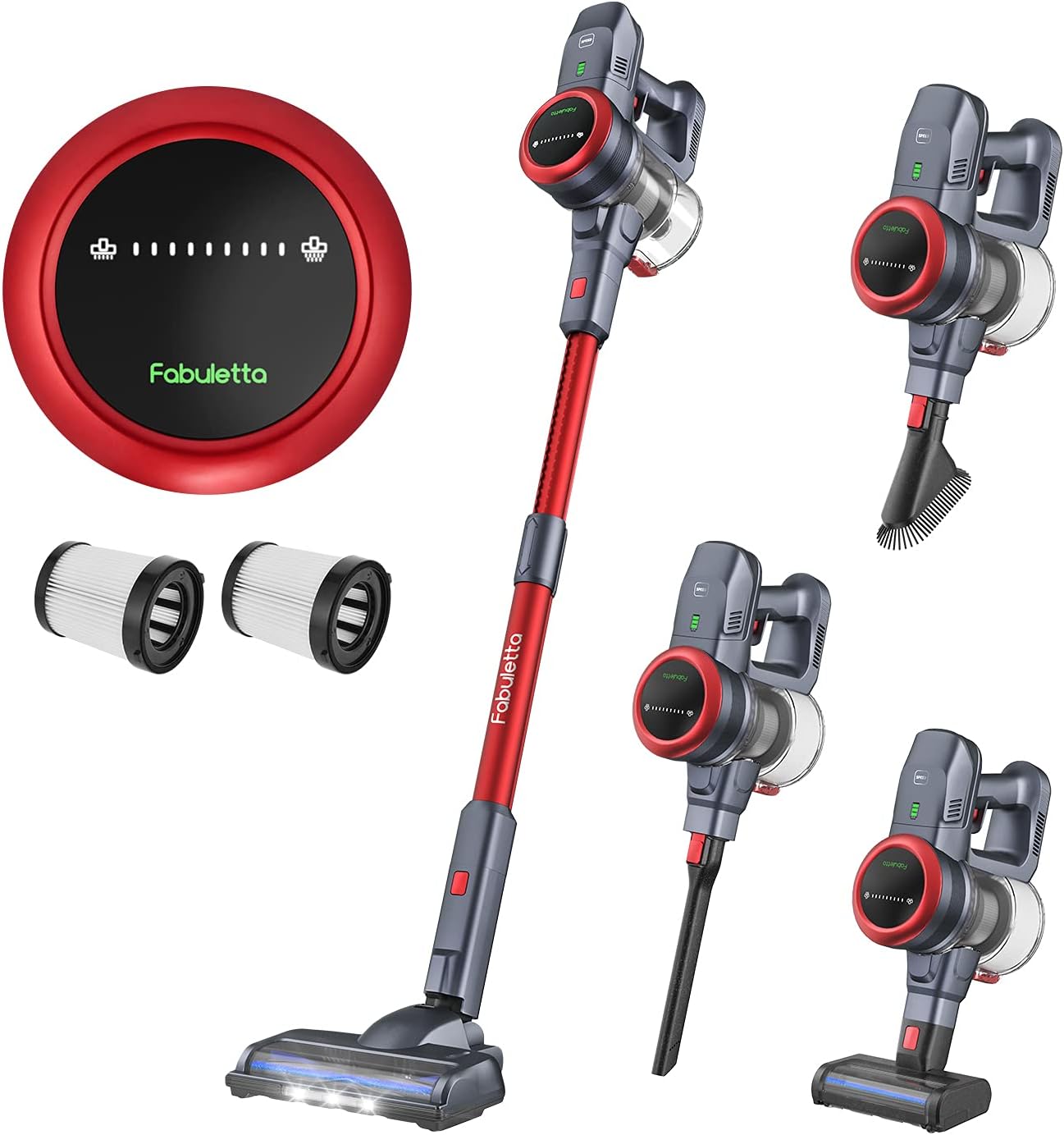 Fabuletta 10-in-1 Cordless Vacuum Cleaner - 24Kpa 250W Brushless Motor Stick Vacuum, Up to 45 Mins Max Runtime Detachable Battery, Led Display, Lightweight Vacuum for Carpet Hard Floor Pet Hair