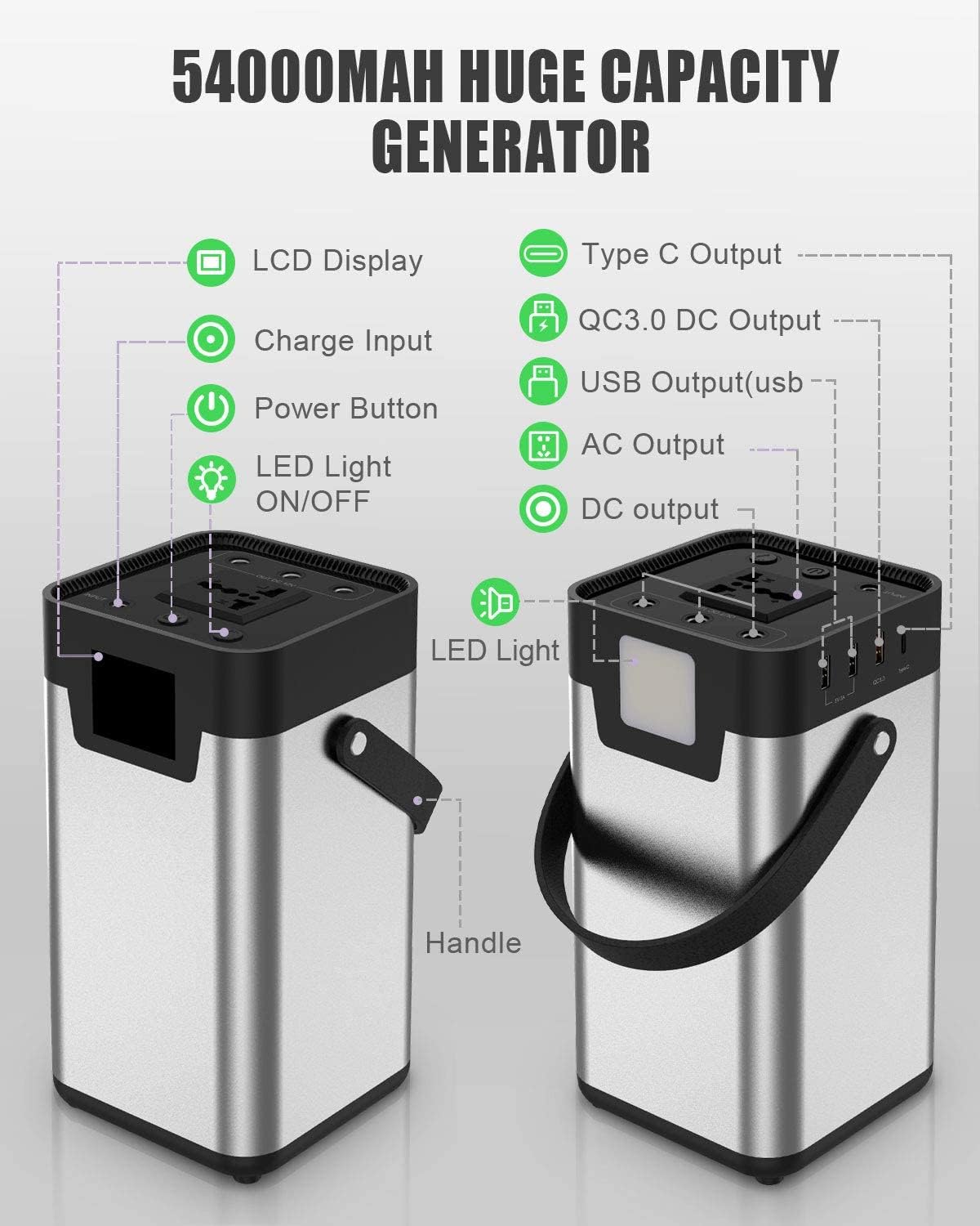 X-DRAGON 200W Power Station with Foldable Solar Panel Charger, 200Wh Solar Generator with Monocrystalline Portable Solar Panel 70W for Backup Battery Laptop Phone Camping RV Emergency Supply