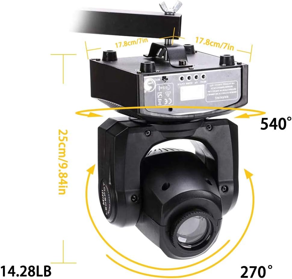 U`King Stage Lights Moving Head Lights 8 Gobos 8 Colors 11 Channels 25W Spotlights DMX 512 with Sound Activated for Wedding DJ Party Stage Lighting 2PCS