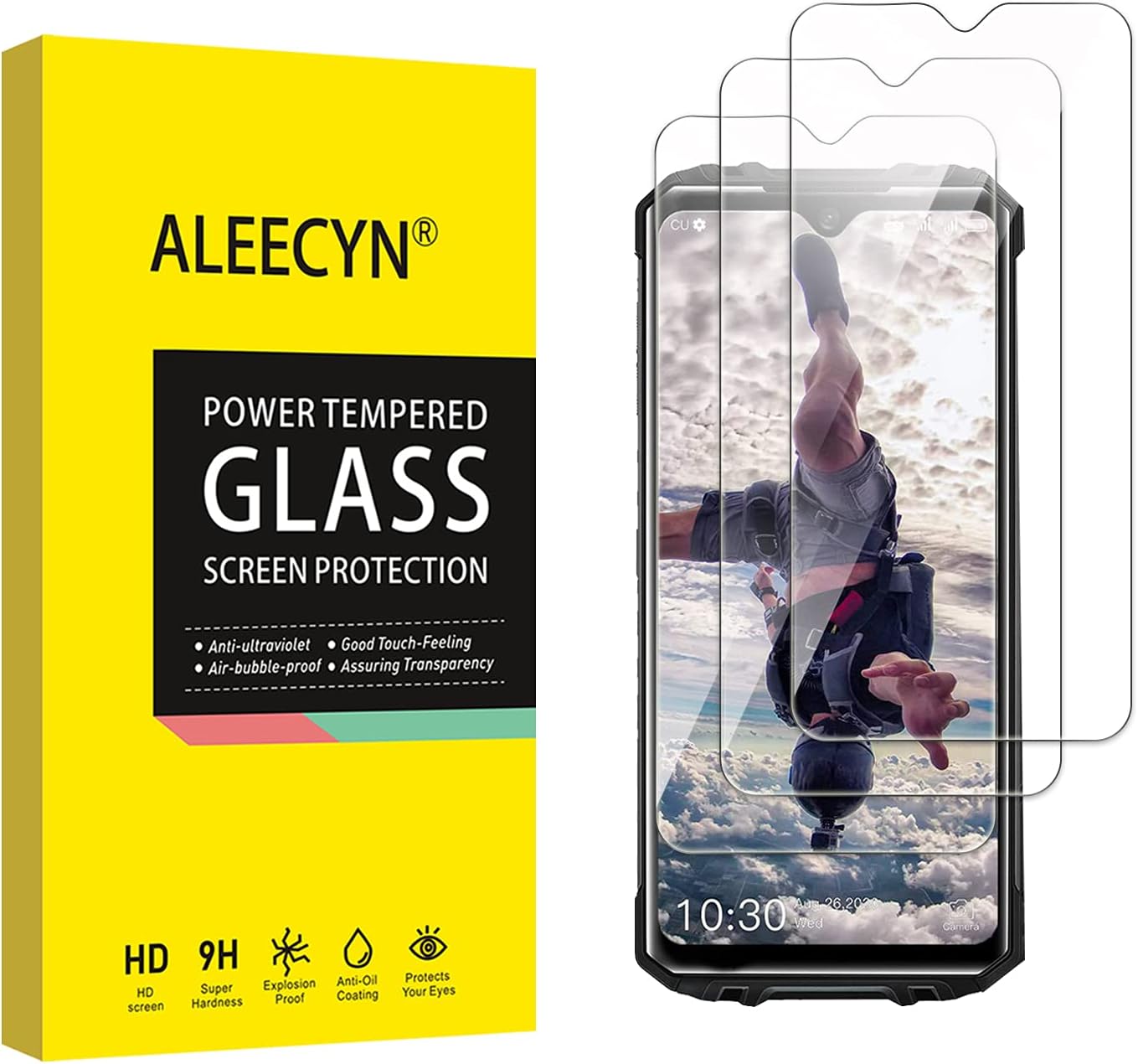 Aleecyn (3 Pack) Screen Protector for OUKITEL WP8 Pro, Tempered Glass Film 9H Hardness HD,2.5D Film Easy install,Anti-Scratch,Bubble Free, Compatible for OUKITEL WP8 Pro