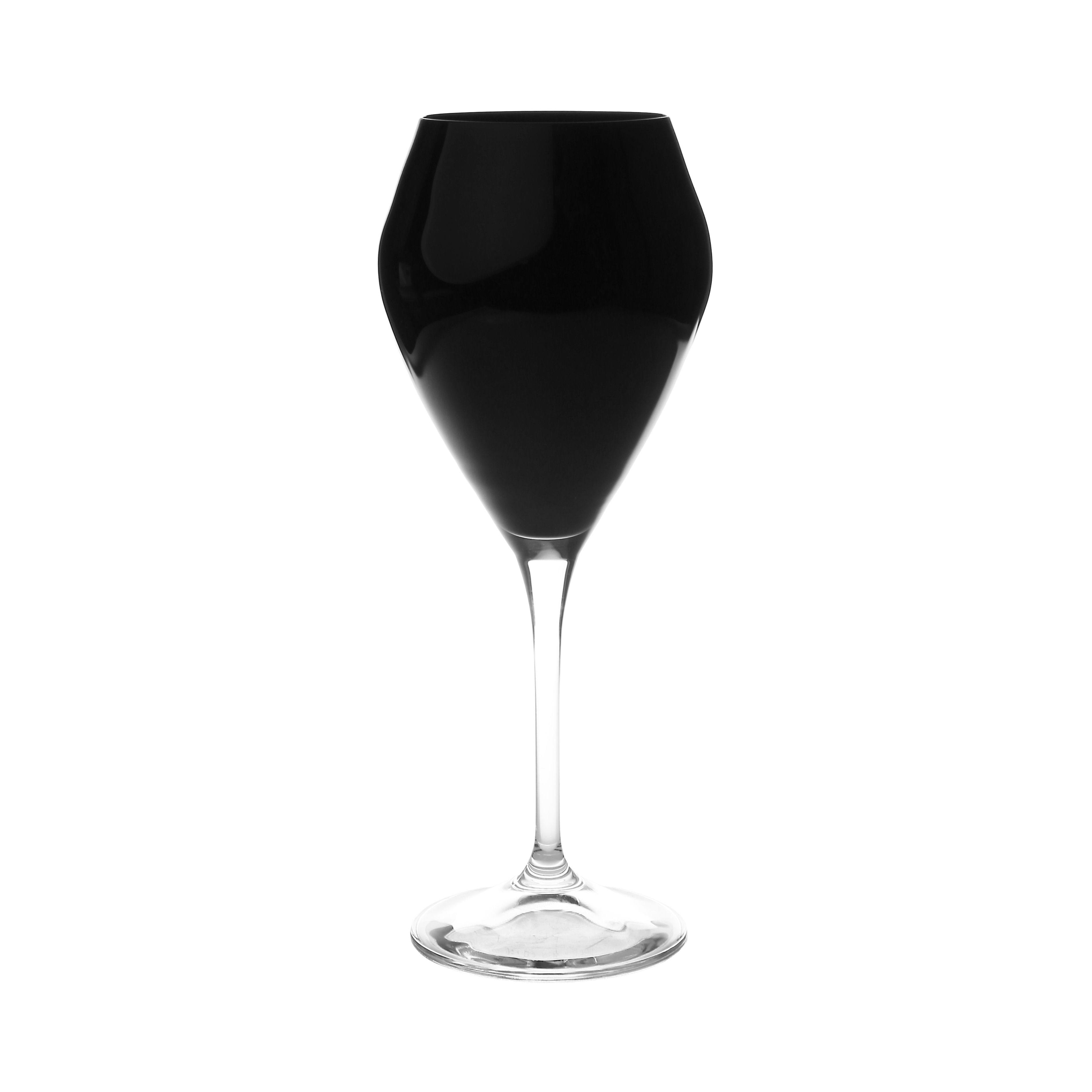 Classic Touch CWR818B 3 x 9 in. V-Shaped Black Water Glasses with Clear Stem Set of 6