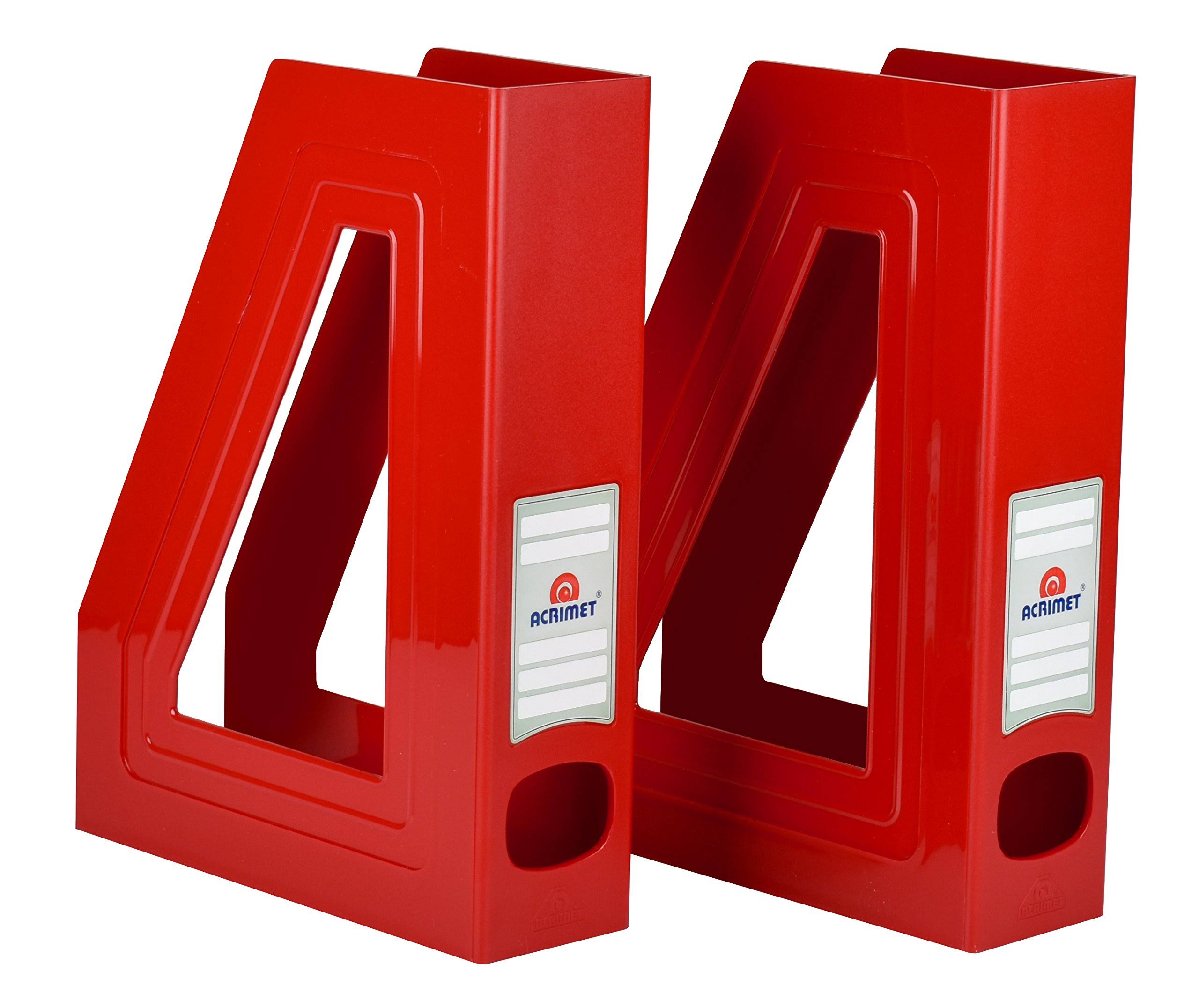 Acrimet Magazine File Holder (Solid Red Color) (2 Pack)