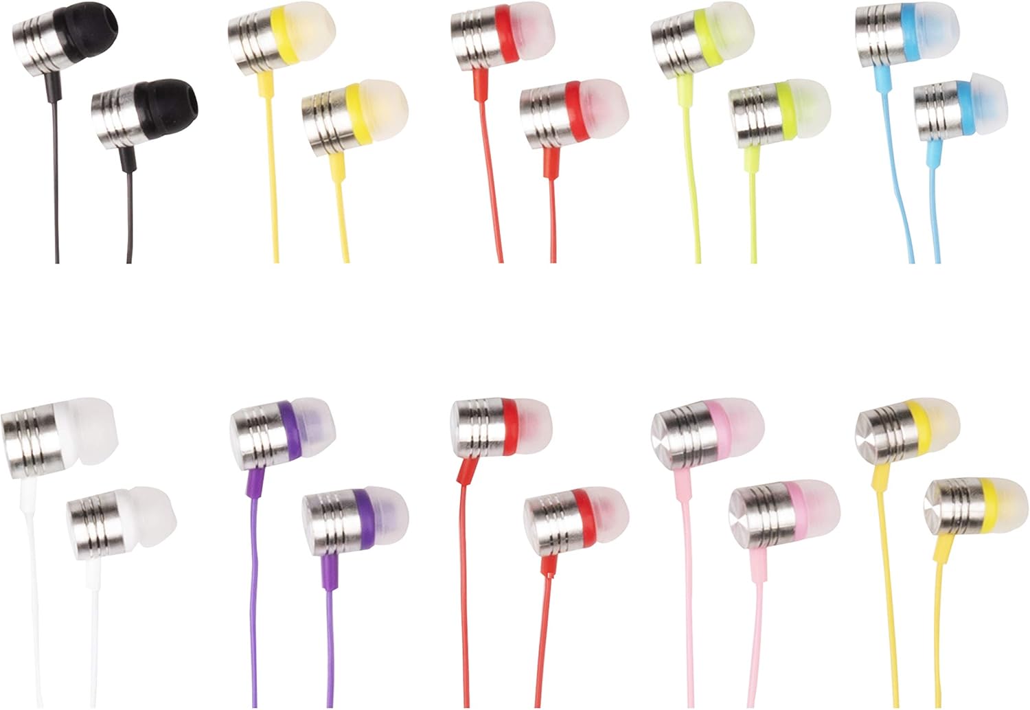 JustJamz 2.0 Jelly Matte Colorful in-Ear Earbud Headphones 3.5mm Stereo Multi-Color Bulk Earbuds for School Classroom Library, 100 Pack Pack of 2