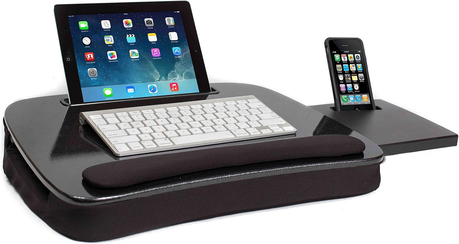 Sofia + Sam Multi Tasking Memory Foam Lap Desk (Black Top) - Supports Laptops Up to 15 Inches Pack of 2