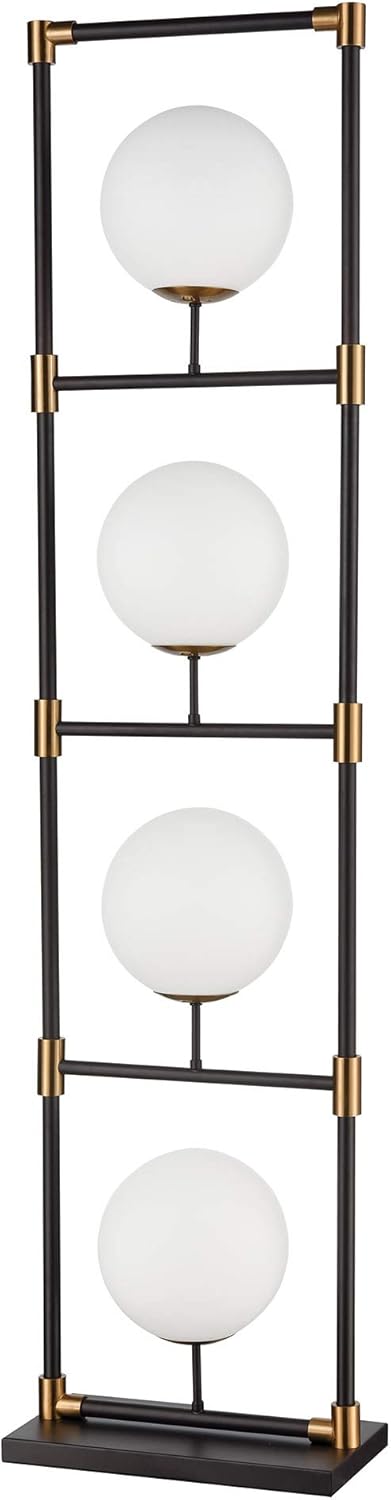 Elk Lighting D4264 Career Ladder 4-Light Floor Lamp, 14W X 8D X 59H, Matte Black, Aged Brass, White
