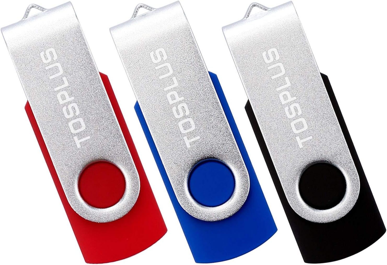 TOSPLUS 5Pack 16GB USB 2.0 Flash Drive Thumb Drives Memory Stick Jump Drive Zip Drive (Black/Green/Blue/Red/Yellow) Pack of 2