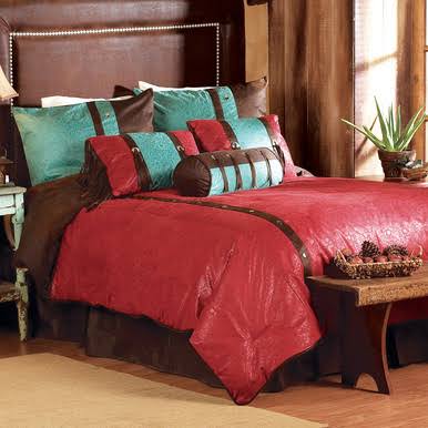 Cheyenne Red Bed Set - Full, Black Forest Decor