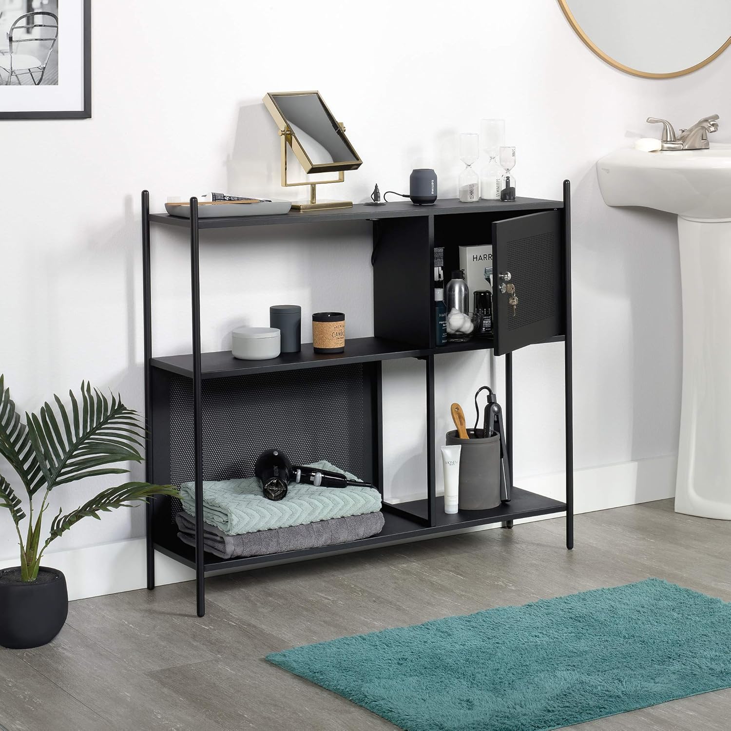 Sauder Boulevard Cafe Storage Cabinet, Black finish