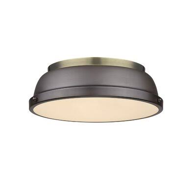 Bodalla 2 - Light 14x22 Flush Mount Beachcrest Home Fixture Finish: Aged Brass, Shade Color: Aged Brass