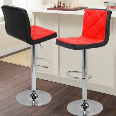 Marte Swivel Adjustable Height Bar Stool Orren Ellis Color: Red and Black