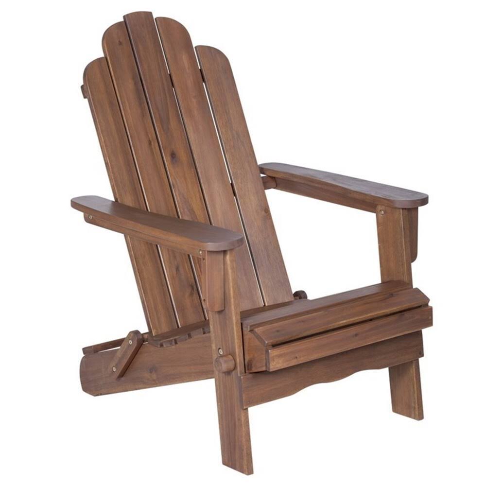 Pemberly Row Acacia Adirondack Chair in Dark Brown