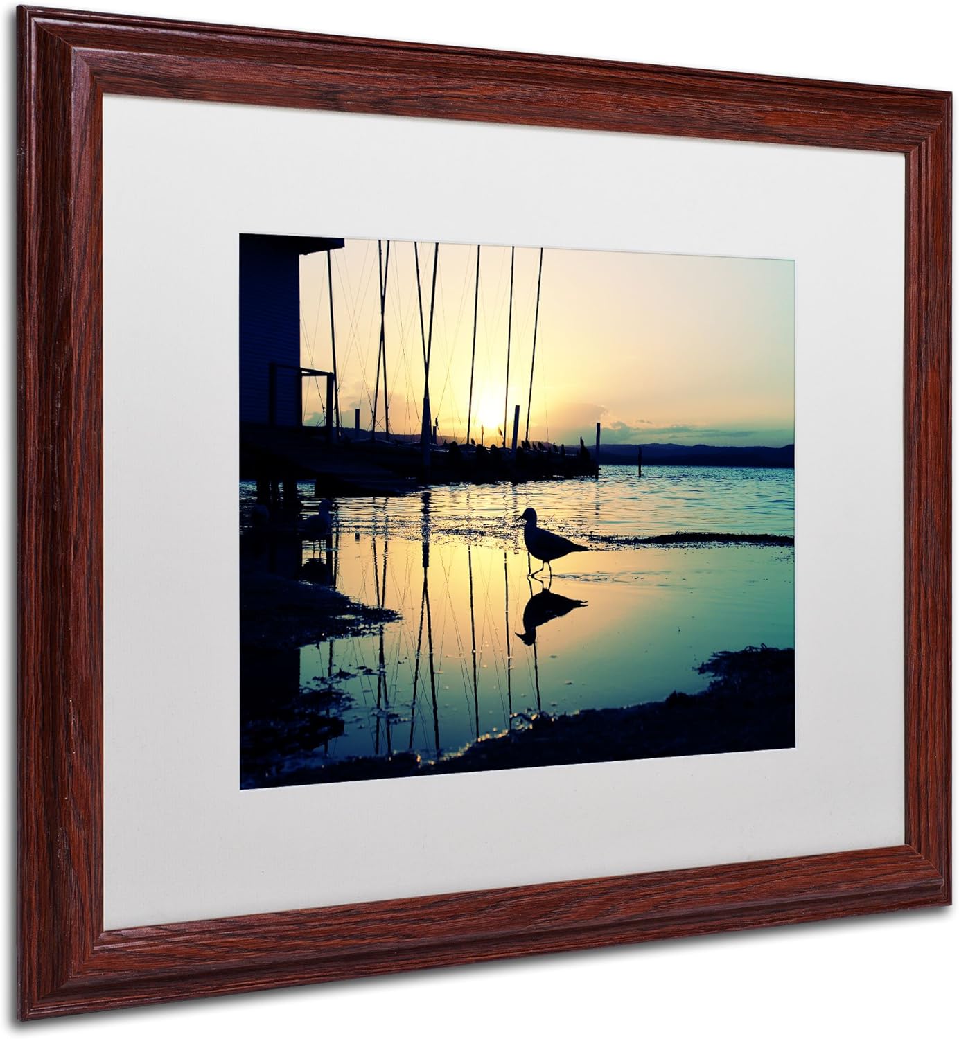 Lonely at Sunset Artwork by Beata Czyzowska Young Wood Frame, 16 by 20-Inch, White Matte Pack of 2