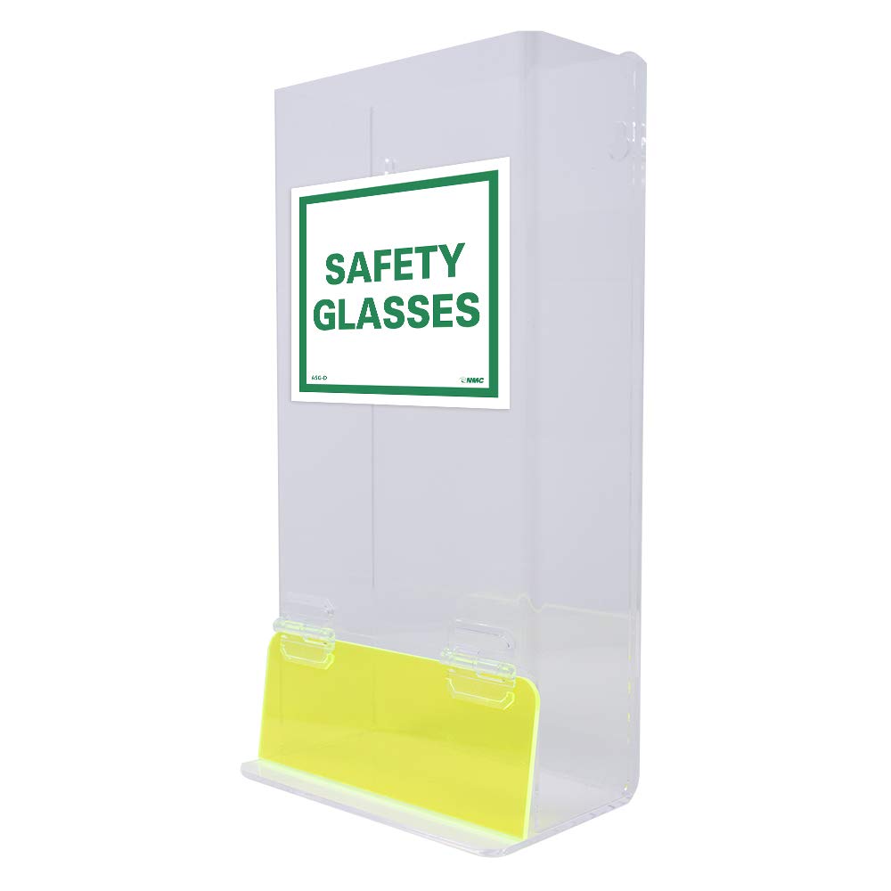 NMC ASG-D Visitor Spec Dispenser - 8 in. x 18 in. x 4 in. Bottom Door, Clear Acrylic Holder for Safety Glasses Pack of 2