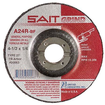 Sait 20063 4-1/2x22 x 7/8x22 x 1/4x22 Metal Cutting Grind Wheel 25-Pack