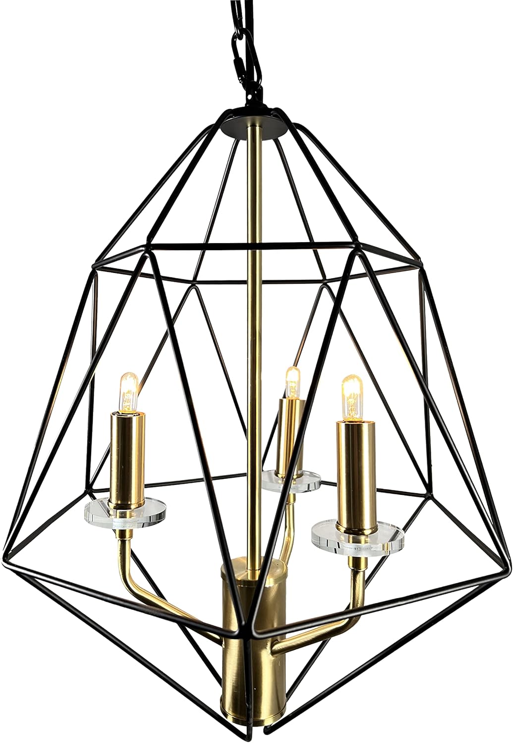 Amaite 3-Light Black and Gold Geometric Chandelier