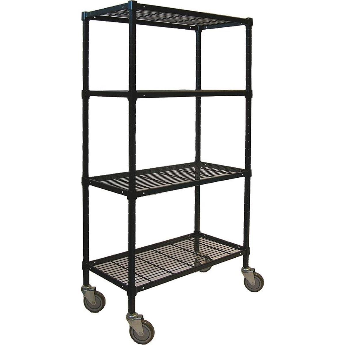 Zoro Select 2HDK7 Wire Cart,4 Shelf,72x24x70,Black