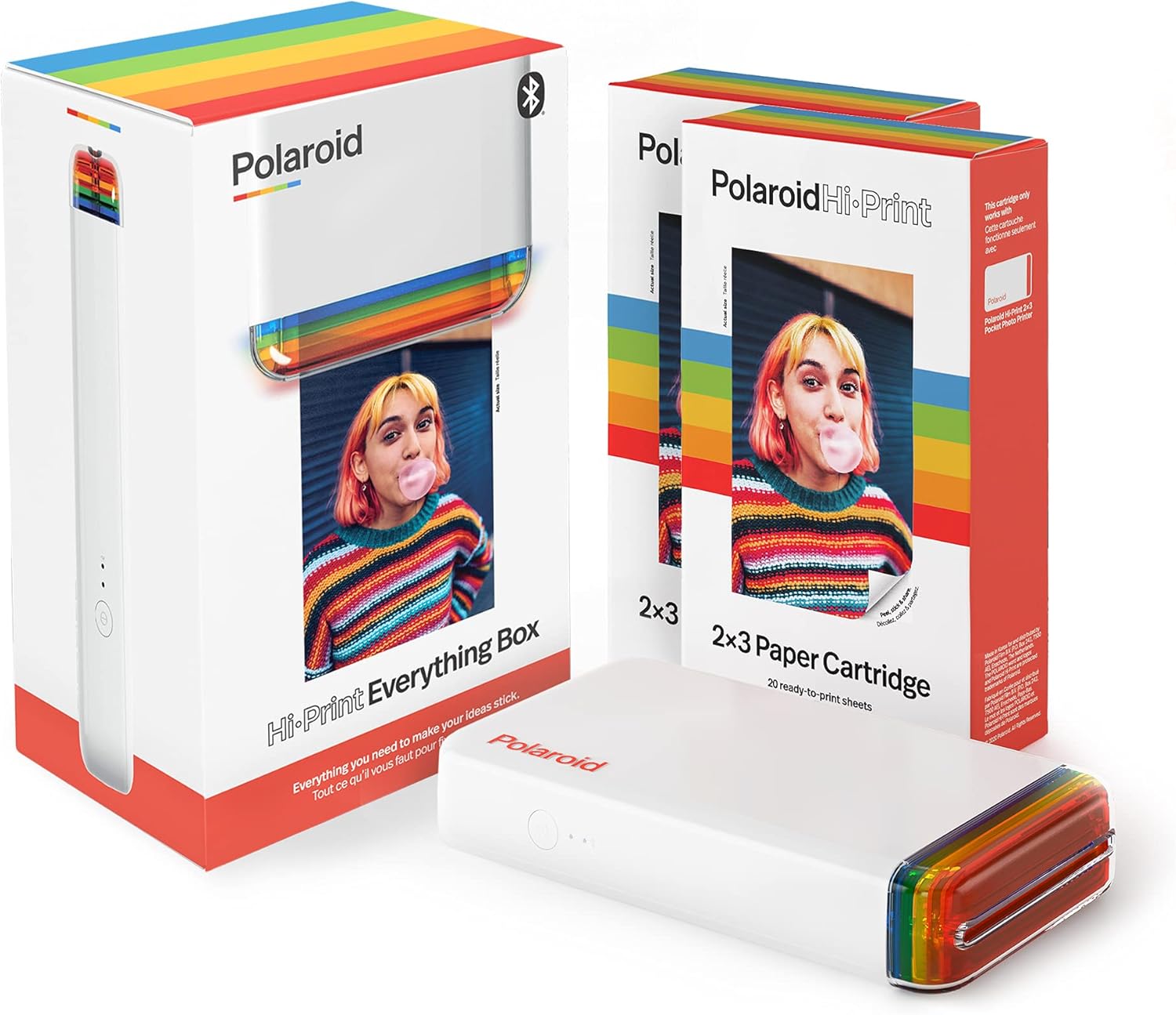 Polaroid Hi-Print Printer and Paper Bundle - Bluetooth Pocket Photo Printer + Paper Double Pack Bundle (40 Sheets)