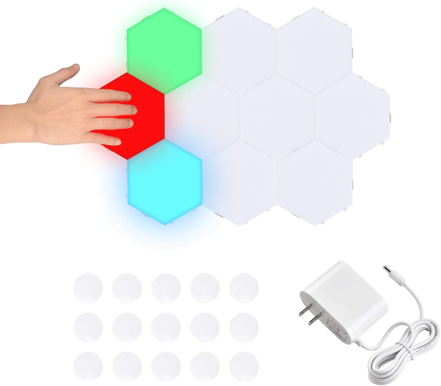 Yescom 10 Pack Hexagon Light Panel White Hexagonal Wall Lights Touch Sensitive Magnetic LED Splicing Hex Light Modular Quantum Lamp DIY Bedroom Home Office Hotel Bar