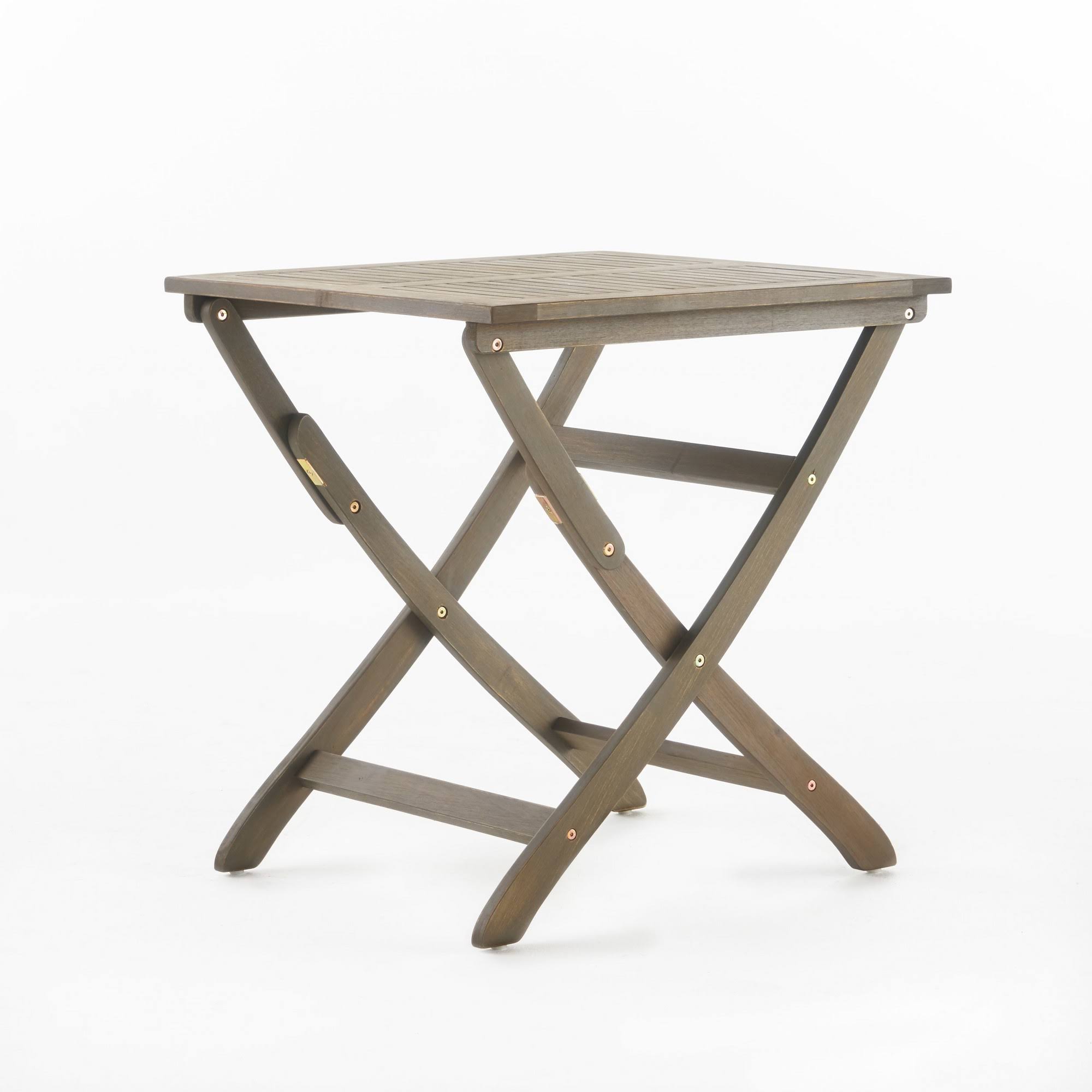 Christopher Knight Home Positano Outdoor Foldable Acacia Wood Side Table by, Gray