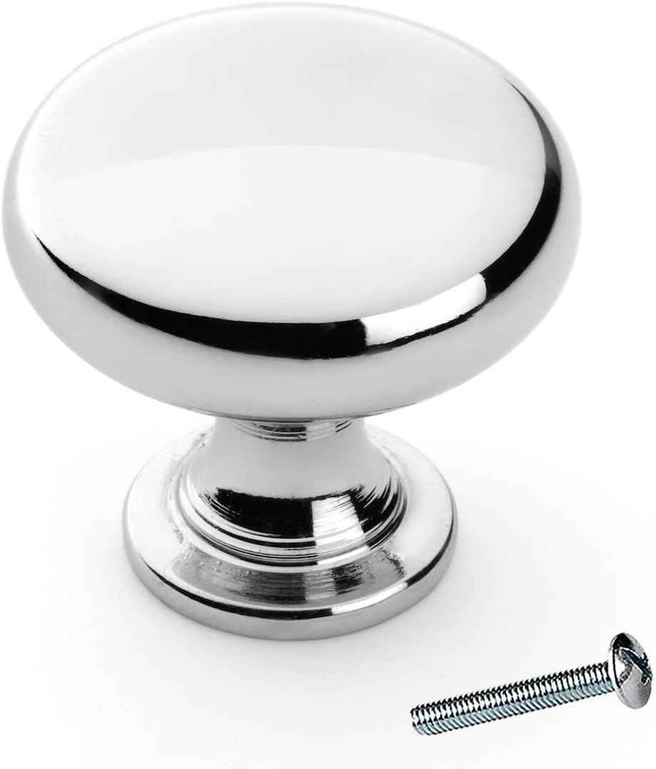 Dynasty Hardware K-3910-26-25PK Mushroom Cabinet Hardware Knob, Polished Chrome, 25-Pack Pack of 2